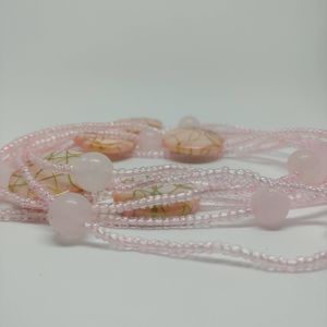 Handmade Rose quart waist beads